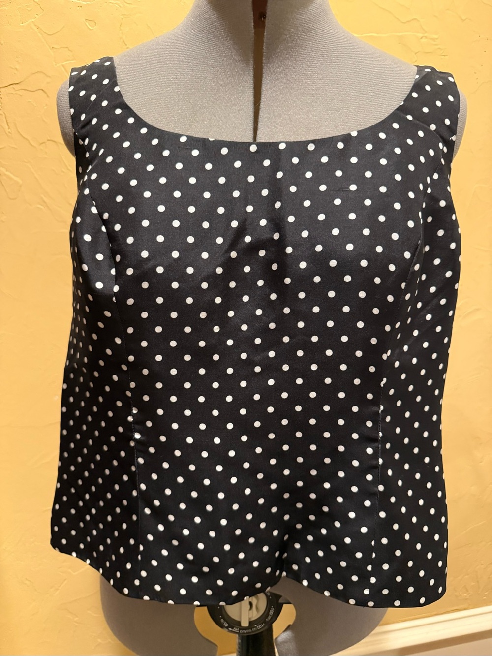 Adrianna Papell Black and White Polka Dot Sleeveless Camisole